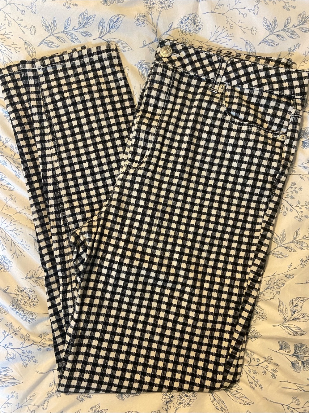 Forever 21 Black & White Gingham High-Rise Pants
